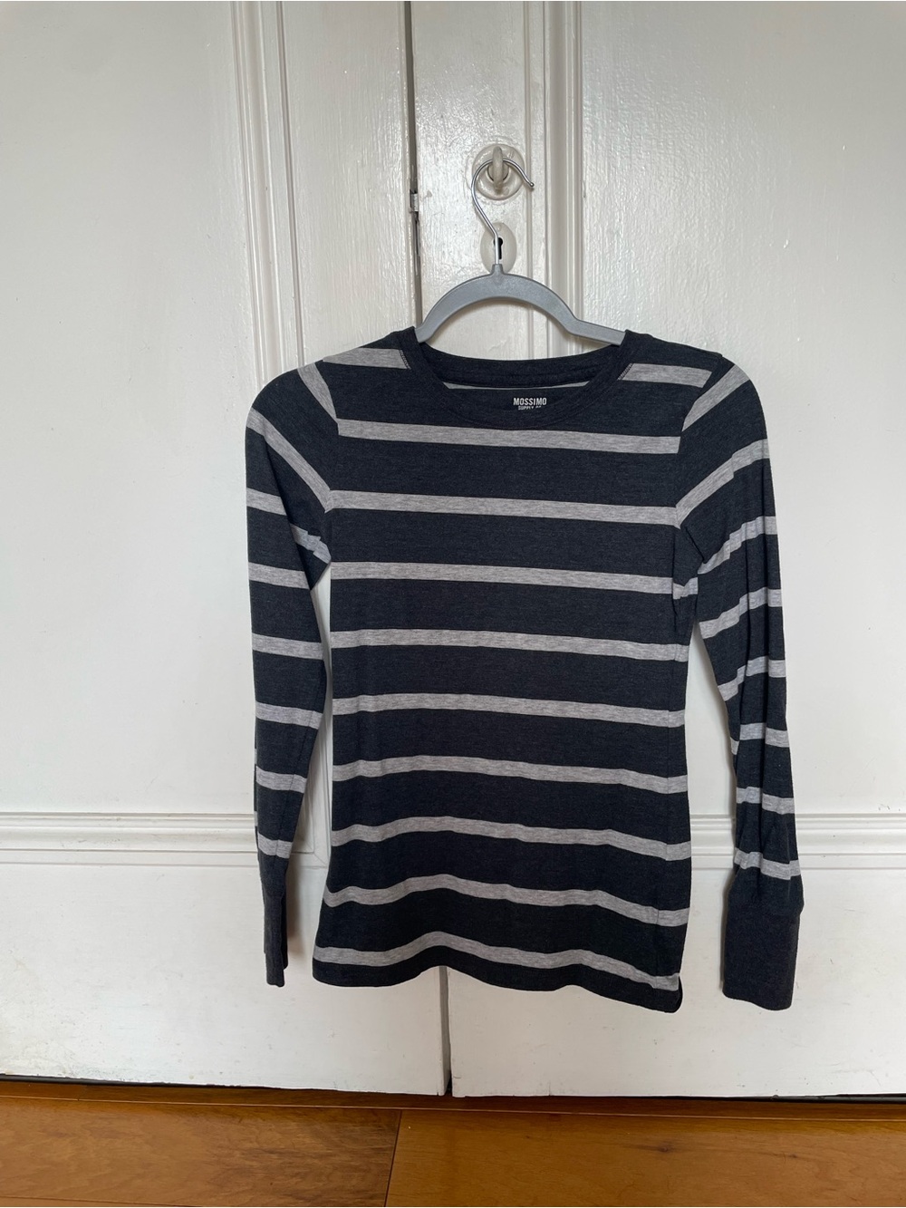 Mossimo Supply Co. Black and Gray Striped Long Sleeve Tee